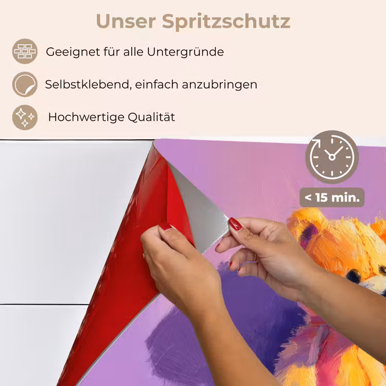 Teddybeer - Schaduw - Penseelstreken - Paars keuken achterwand spatscherm klein -spatscherm_DE
