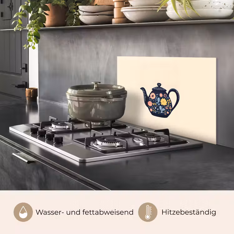 Theepot - Kleurrijk - Bloemen keuken achterwand spatscherm klein -usp_DE