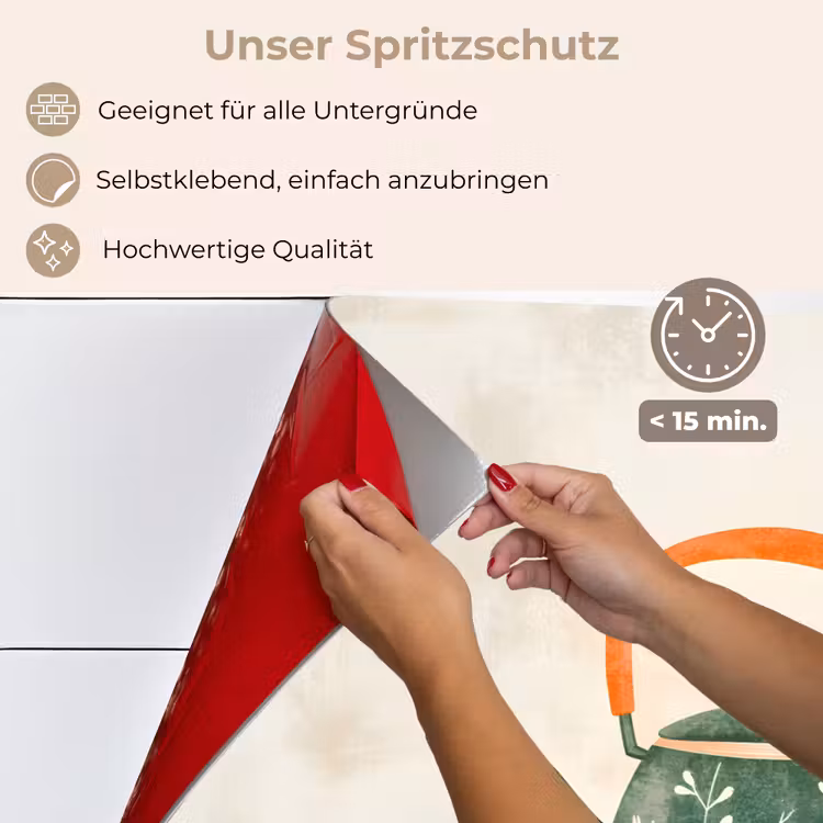Theepot - Groen - Bloemen - Oranje keuken achterwand spatscherm klein -spatscherm_DE