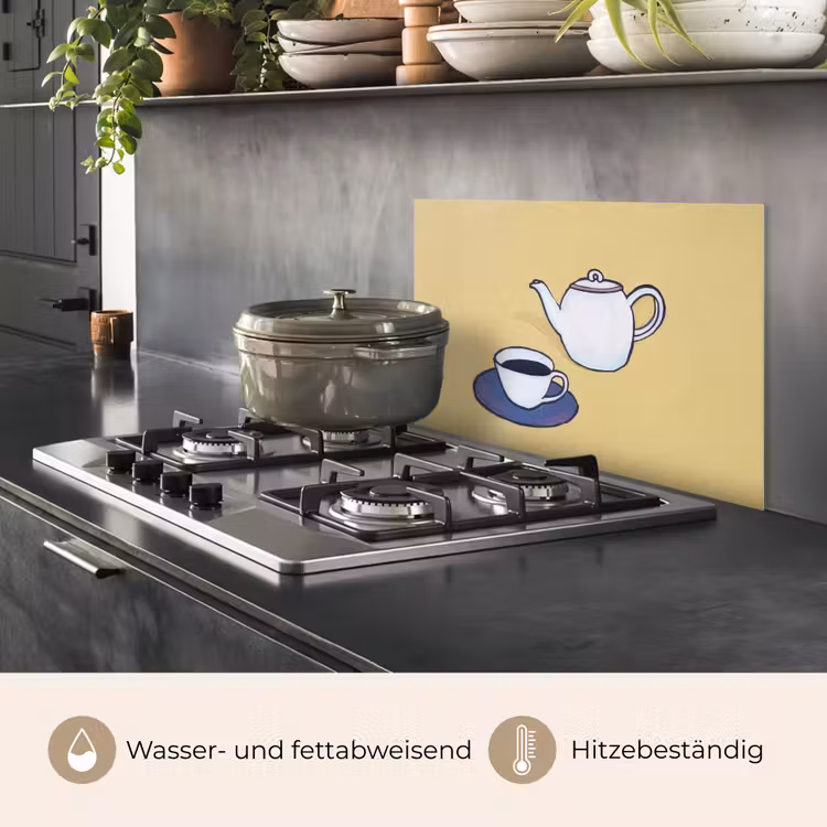 Theepot - Kopje - Beige - Illustratie keuken achterwand spatscherm klein -usp_DE