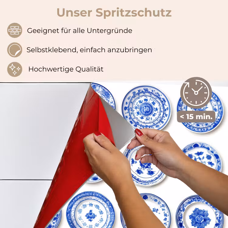 Borden - Bloemen - Patroon - Blauw keuken achterwand spatscherm klein 900 -spatscherm_DE