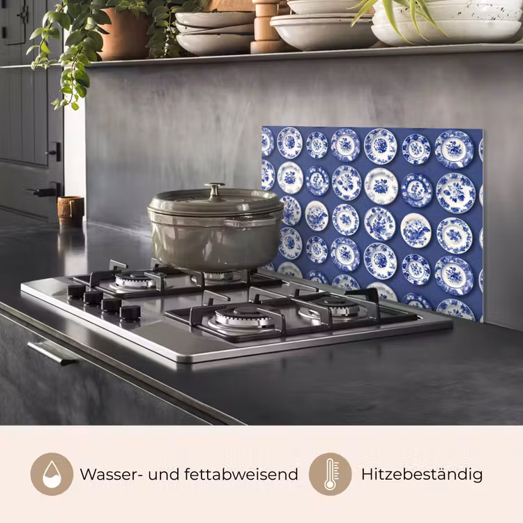 Borden - Floraal - Blauw keuken achterwand spatscherm klein 900 -usp_DE
