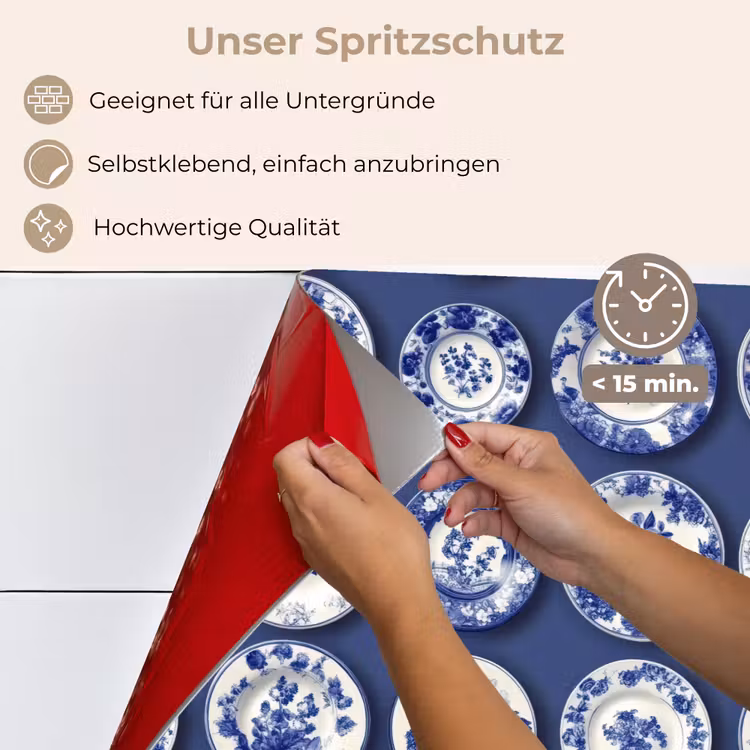 Borden - Floraal - Blauw keuken achterwand spatscherm klein 900 -spatscherm_DE