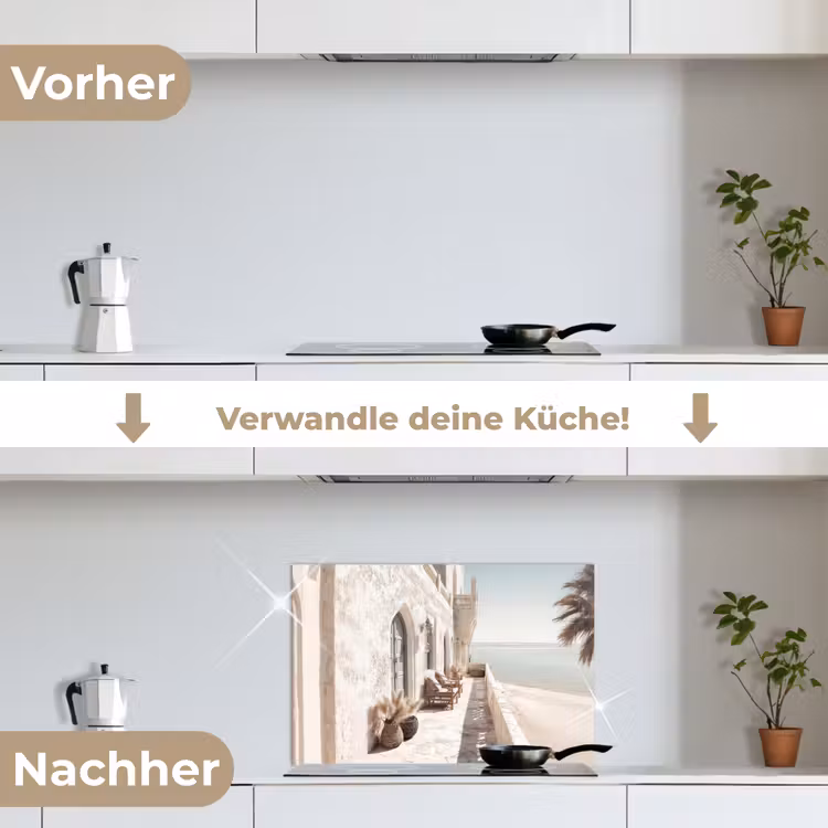 Terras - Stoelen - Strand - Beige keuken achterwand spatscherm klein -voor_na_DE