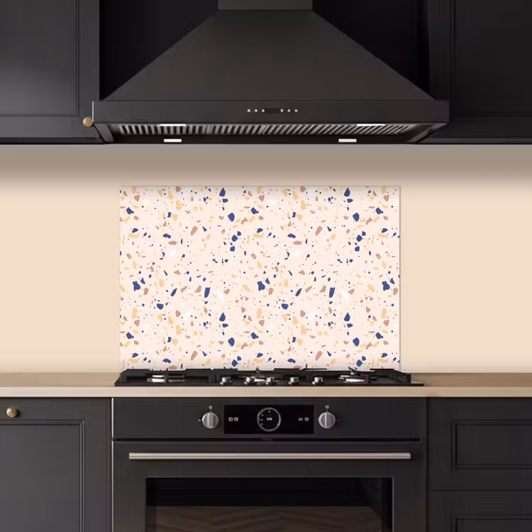 Terrazzo - Patroon - Kleurrijk - Indigo keuken achterwand spatscherm klein 900 -sfeer1