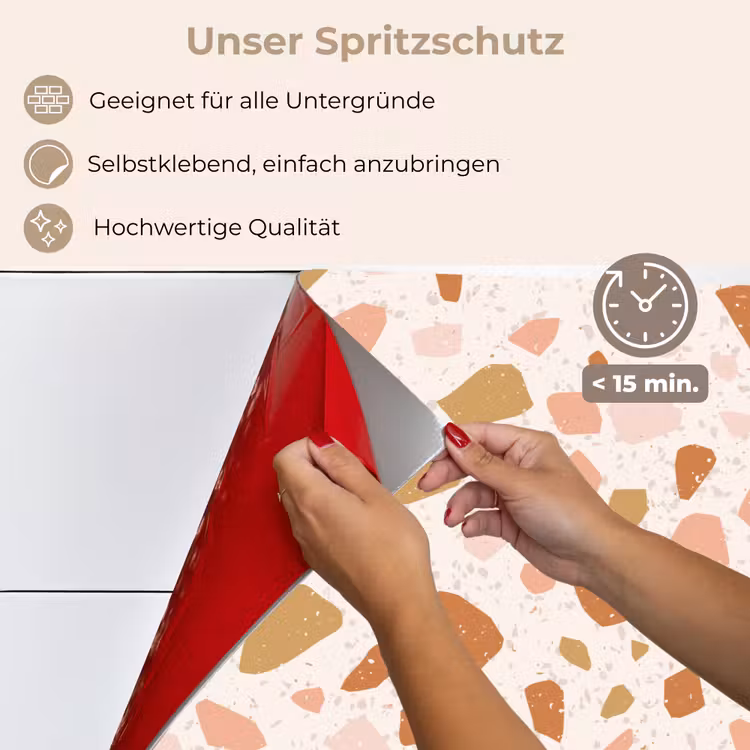 Terrazzo - Patroon - Kleurrijk - Zalm keuken achterwand spatscherm klein 900 -spatscherm_DE