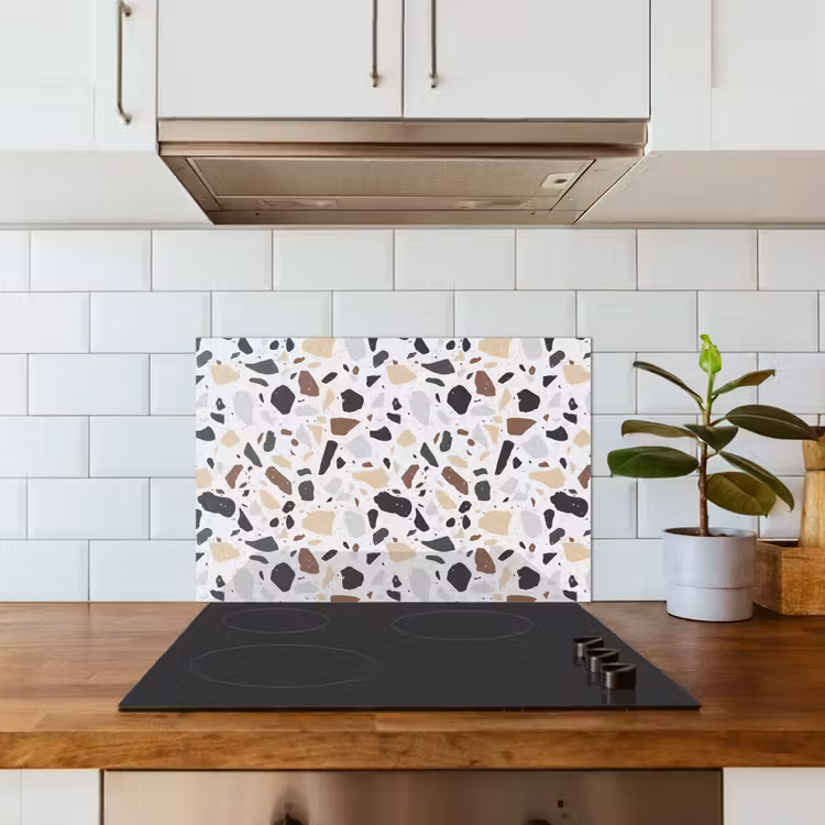 Terrazzo - Patroon - Kleurrijk - Klei keuken achterwand spatscherm klein 900 -sfeer2