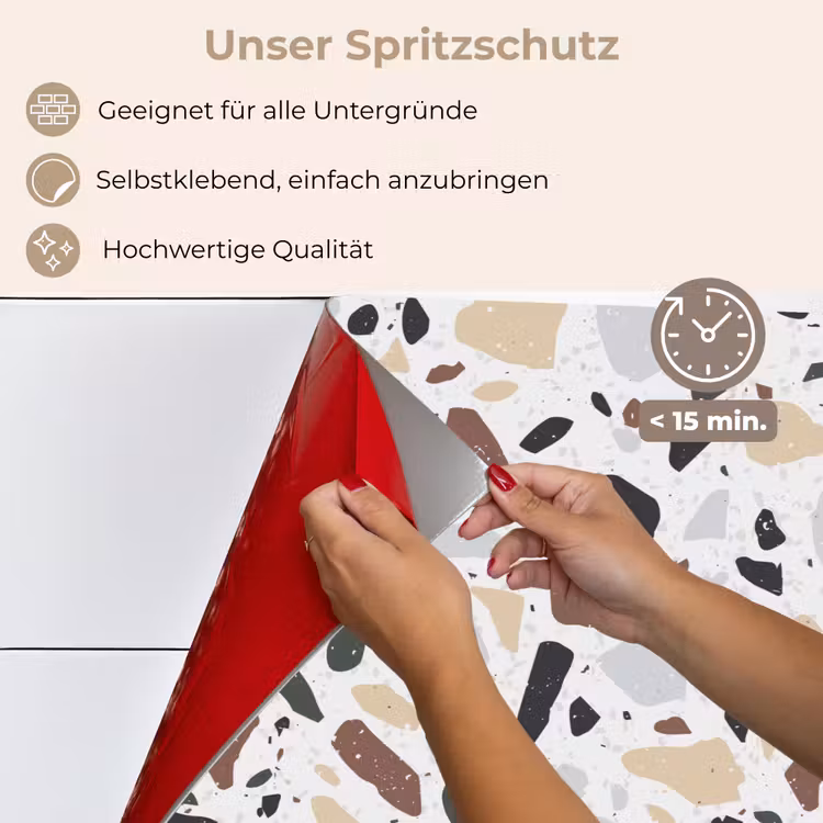 Terrazzo - Patroon - Kleurrijk - Klei keuken achterwand spatscherm klein 900 -spatscherm_DE