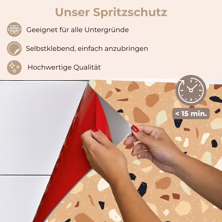 Terrazzo - Patroon - Kleurrijk - Oranje keuken achterwand spatscherm klein 900 -spatscherm_DE
