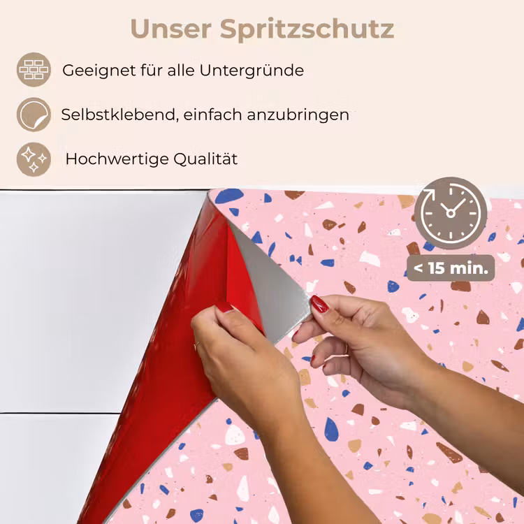 Terrazzo - Patroon - Kleurrijk - Roze keuken achterwand spatscherm klein 900 -spatscherm_DE