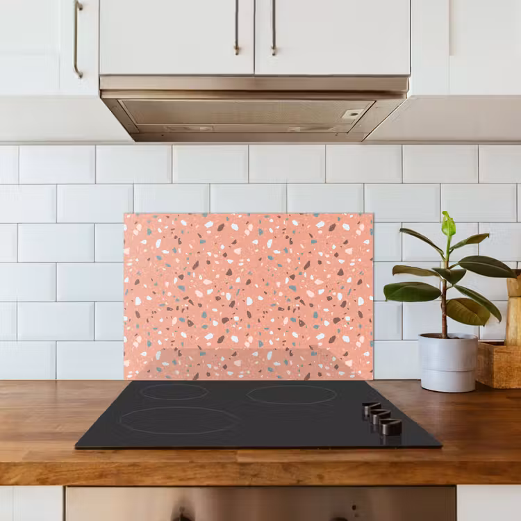 Terrazzo - Patroon - Kleurrijk - Roze - Blauw keuken achterwand spatscherm klein 900 -sfeer2