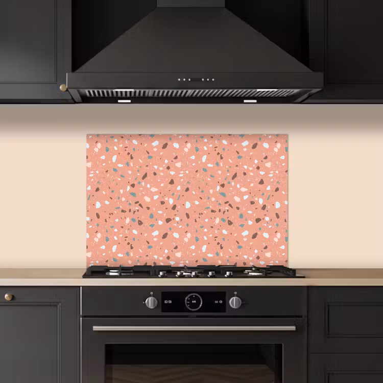 Terrazzo - Patroon - Kleurrijk - Roze - Blauw keuken achterwand spatscherm klein 900 -sfeer1