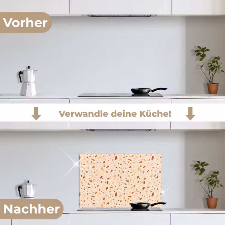 Terrazzo - Patroon - Kleurrijk - Steen keuken achterwand spatscherm klein 900 -voor_na_DE