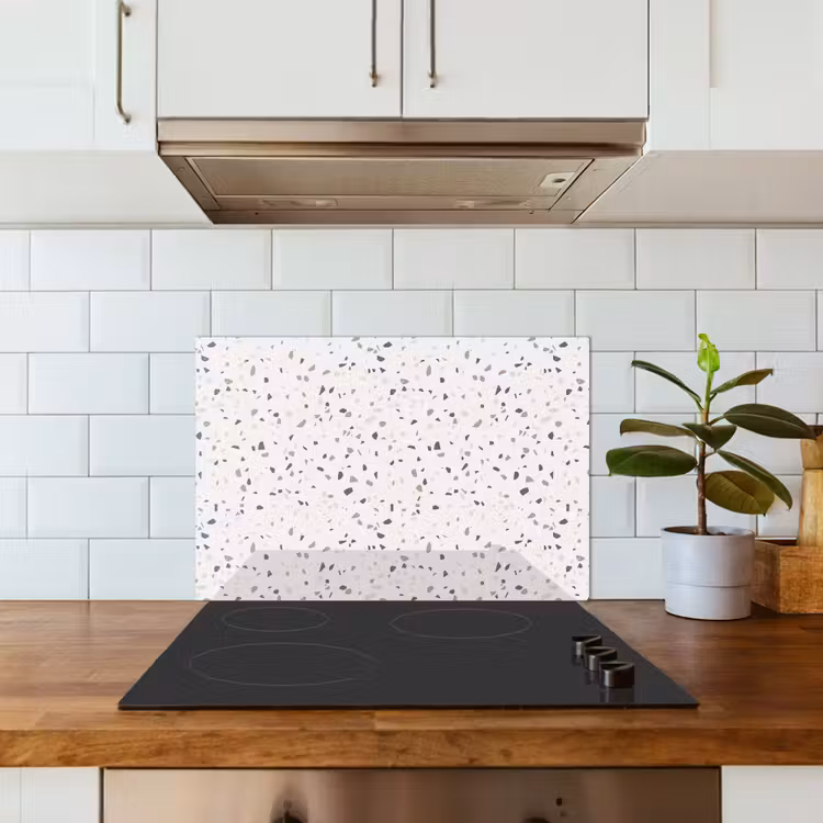 Terrazzo - Patroon - Créme keuken achterwand spatscherm klein 900 -sfeer2