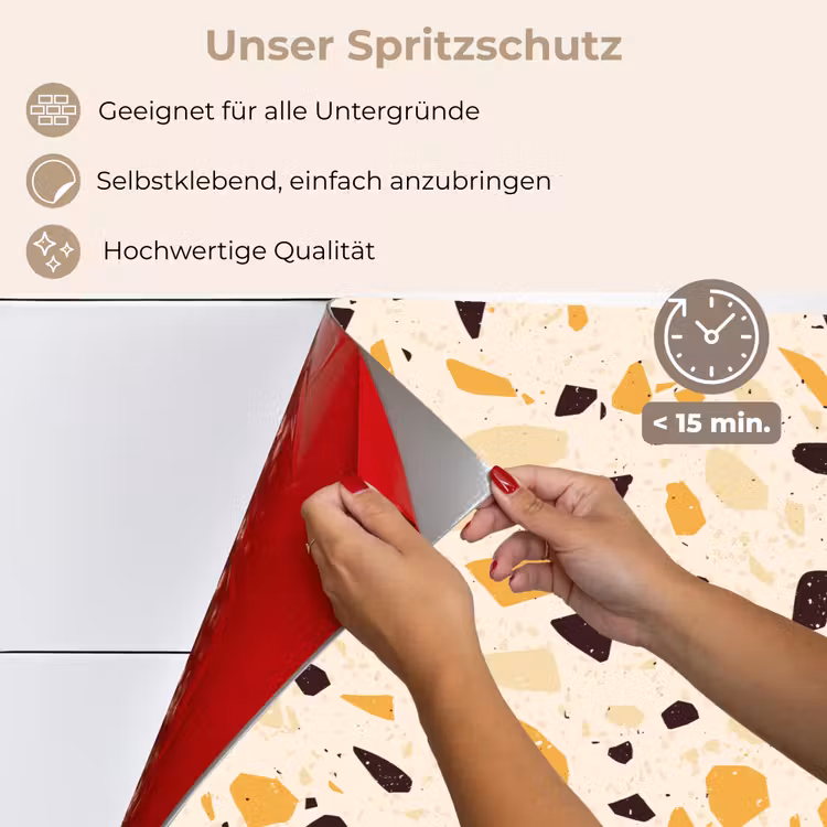 Terrazzo - Patroon - Geel - keuken achterwand spatscherm klein 900 -spatscherm_DE