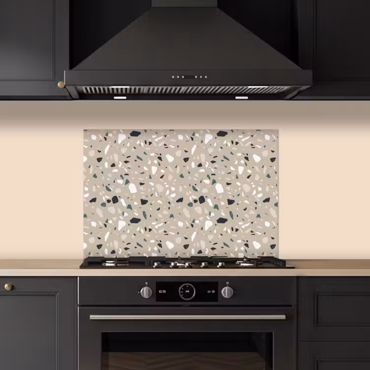 Terrazzo - Patroon - Groen keuken achterwand spatscherm klein 900 -sfeer1