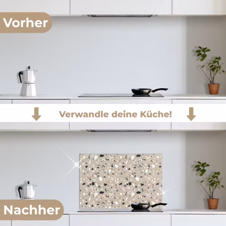 Terrazzo - Patroon - Groen keuken achterwand spatscherm klein 900 -voor_na_DE