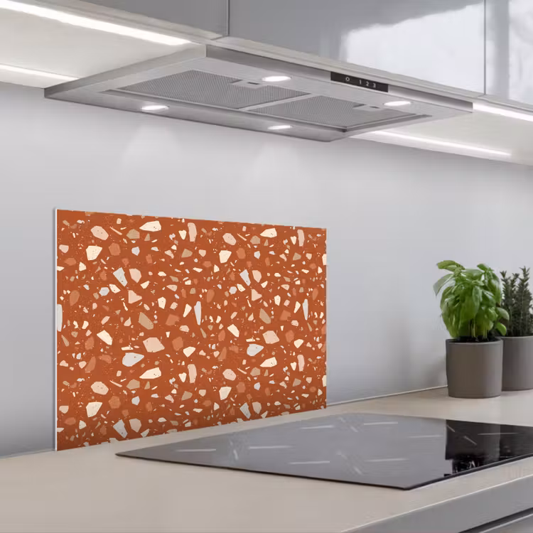 Terrazzo - Patroon - Klei keuken achterwand spatscherm klein 900 -3d_schuin