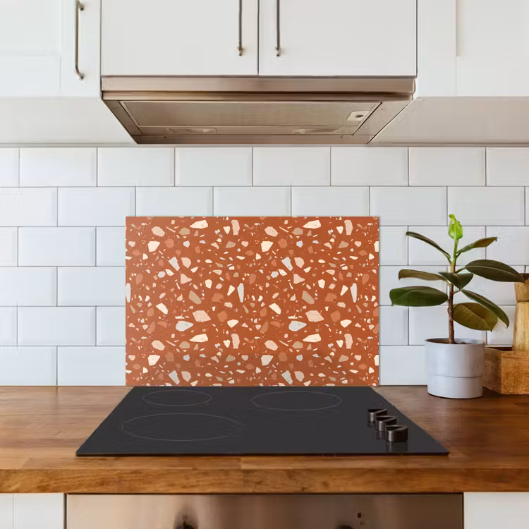 Terrazzo - Patroon - Klei keuken achterwand spatscherm klein 900 -sfeer2