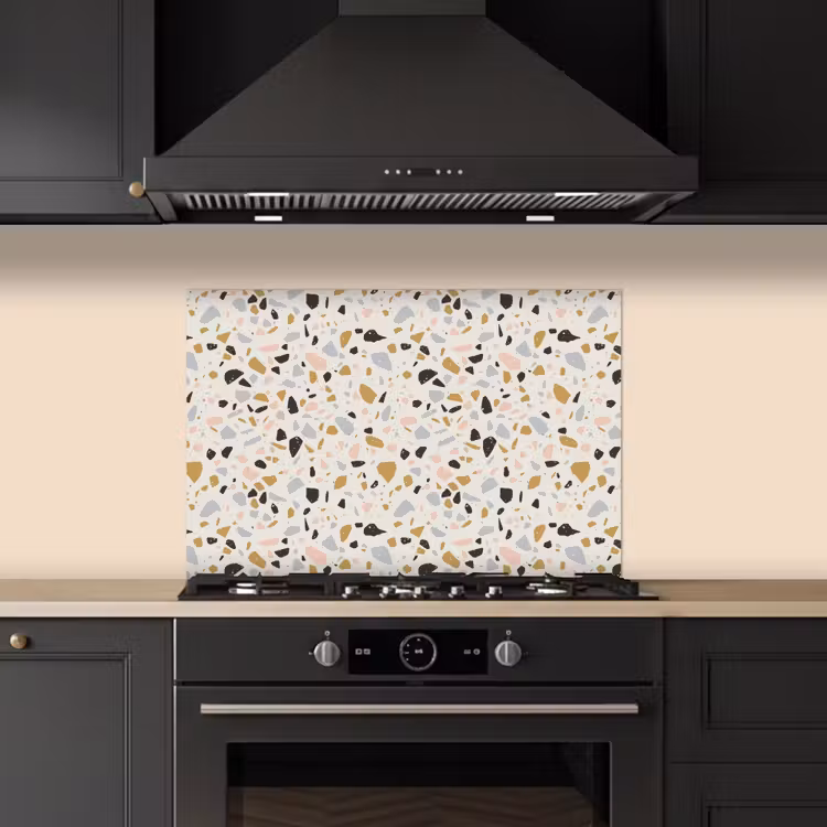 Terrazzo - Patroon - Neutraal - Zacht - Multi keuken achterwand spatscherm klein 900 -sfeer1