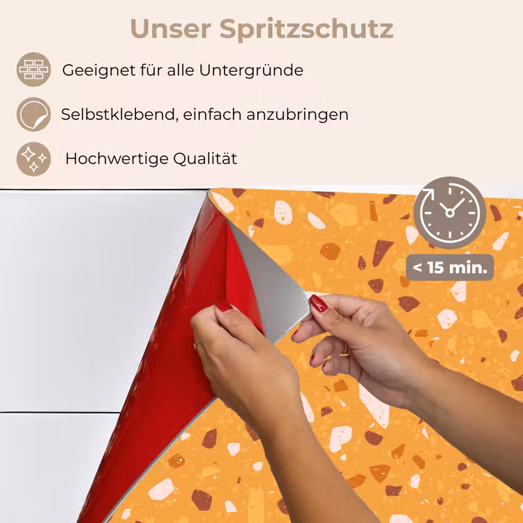 Terrazzo - Patroon - Okergeel keuken achterwand spatscherm klein 900 -spatscherm_DE