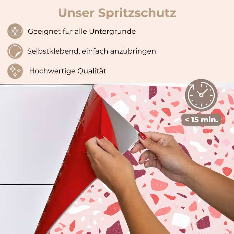 Terrazzo - Patroon - Roze keuken achterwand spatscherm klein 900 -spatscherm_DE