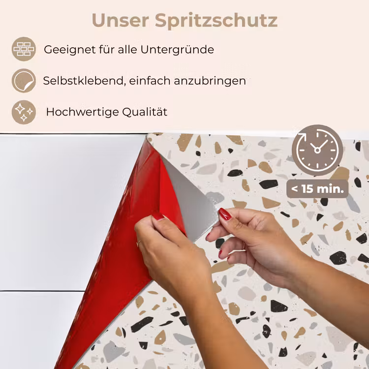 Terrazzo - Patroon - Staal keuken achterwand spatscherm klein 900 -spatscherm_DE