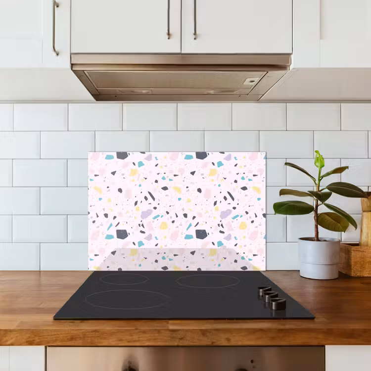 Terrazzo - Patroon - Zacht - Snoep keuken achterwand spatscherm klein 900 -sfeer2