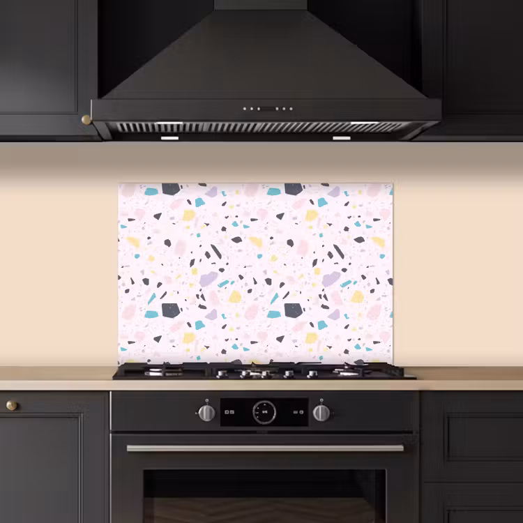 Terrazzo - Patroon - Zacht - Snoep keuken achterwand spatscherm klein 900 -sfeer1