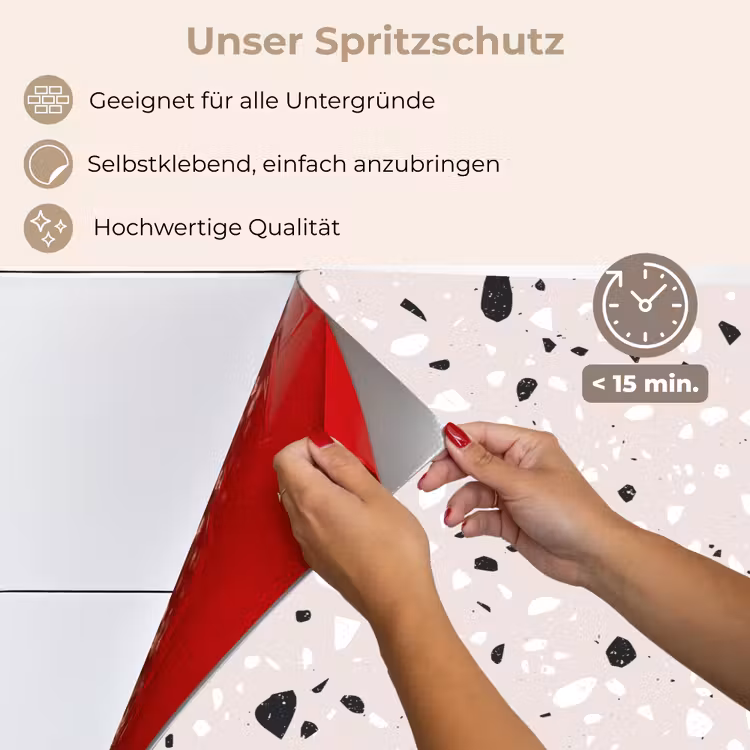 Terrazzo - Patroon - Zacht - Zwart - Wit keuken achterwand spatscherm klein 900 -spatscherm_DE