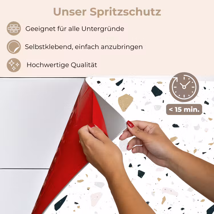 Terrazzo - Patroon - Wit - Neutraal keuken achterwand spatscherm klein 900 -spatscherm_DE