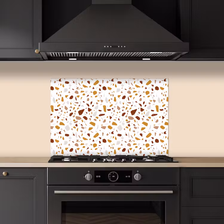 Terrazzo - Patroon - Wit - Urban keuken achterwand spatscherm klein 900 -sfeer1