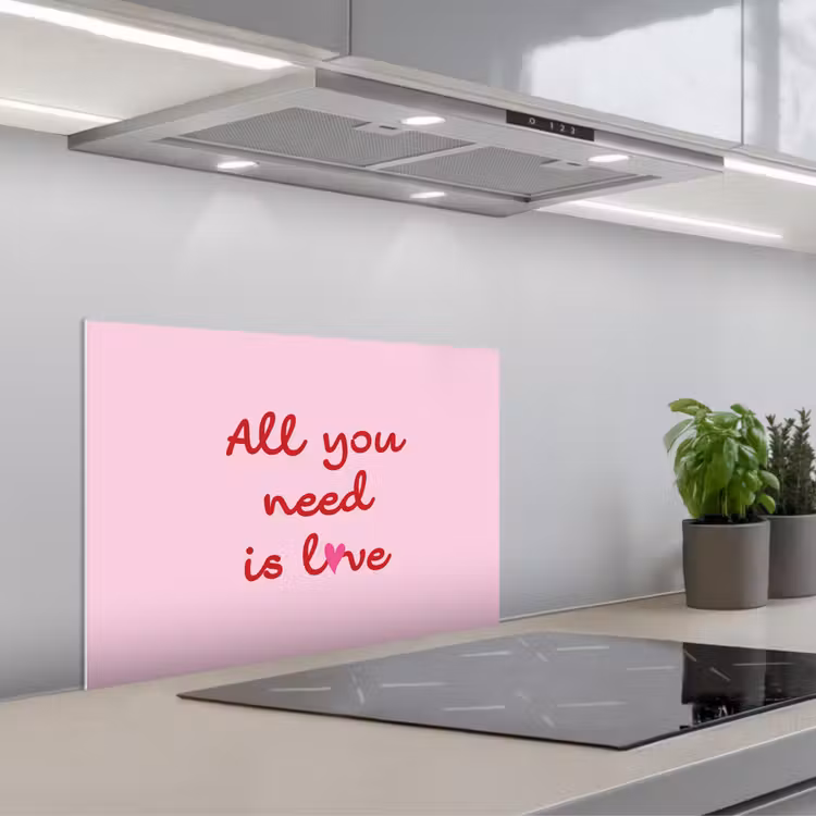 Küchenrückwand - Text - Rosa - Liebe - Herz