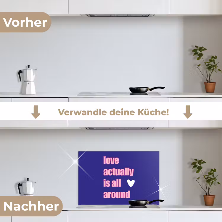 Tekst - Valentijn - Love - Blauw keuken achterwand spatscherm klein -voor_na_DE