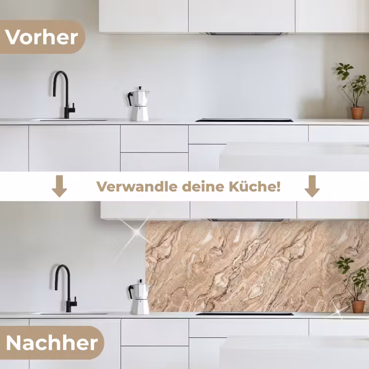 Textuur - Aders - Abstract - Modern - Beige keuken achterwand 2 middel -voor-na_DE