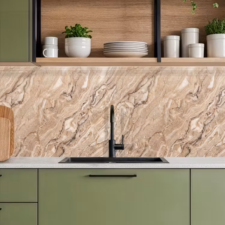 Textuur - Aders - Abstract - Modern - Beige keuken achterwand 2 middel -sfeer3