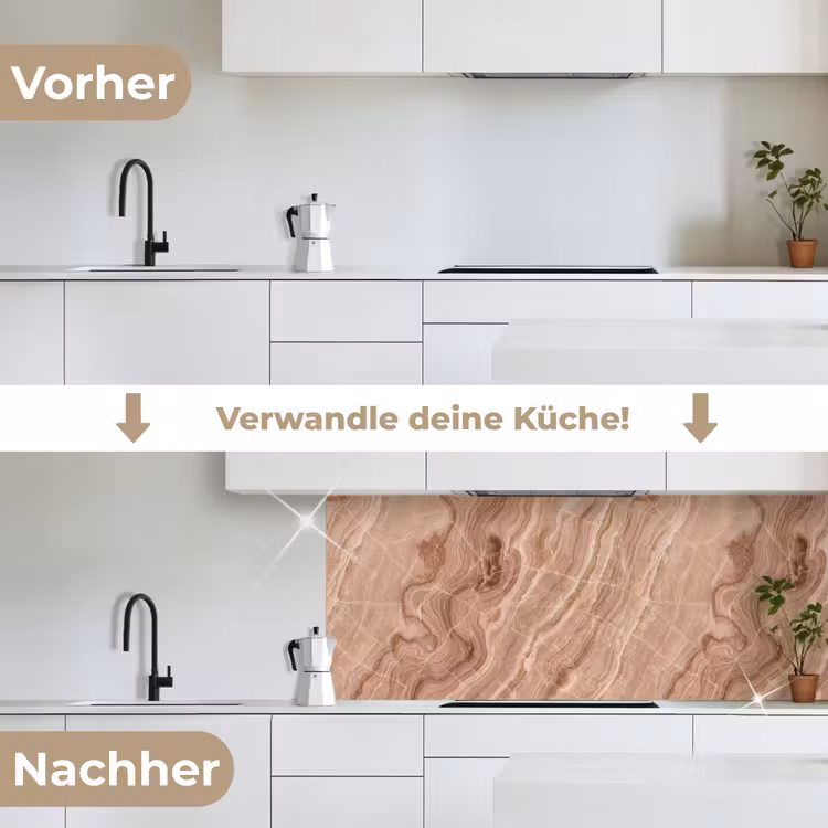 Textuur - Golvend - Abstract - Warm - Bruin keuken achterwand 2 middel -voor-na_DE