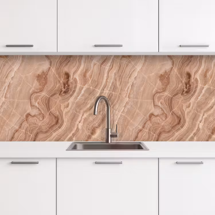 Textuur - Golvend - Abstract - Warm - Bruin keuken achterwand 2 middel -3d