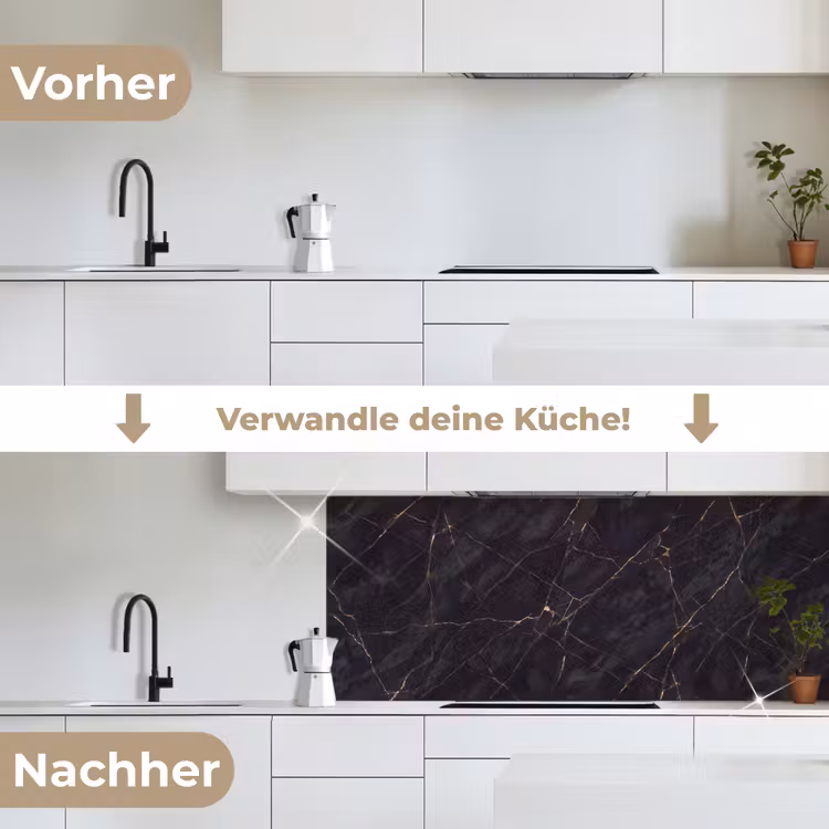 Textuur - Gouden lijnen - Abstract - Modern - Zwart keuken achterwand 2 middel -voor-na_DE