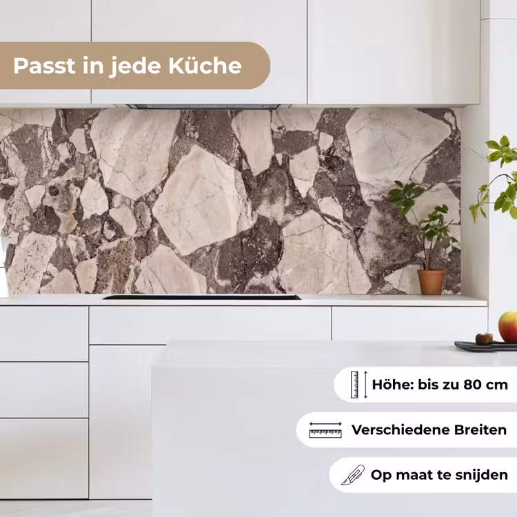 Textuur - Marmer - Abstract - Beige - Bruin keuken achterwand 2 middel -sfeer4_DE