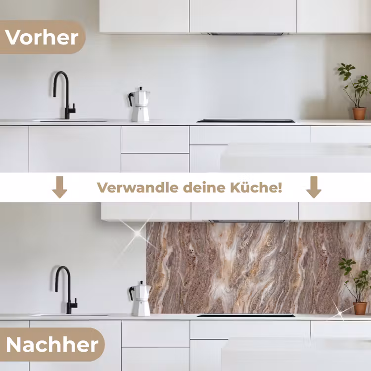 Textuur - Steen - Abstract - Beige keuken achterwand 2 middel -voor-na_DE