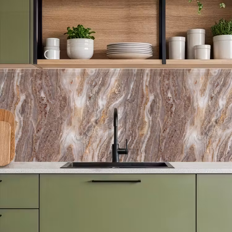 Textuur - Steen - Abstract - Beige keuken achterwand 2 middel -sfeer3