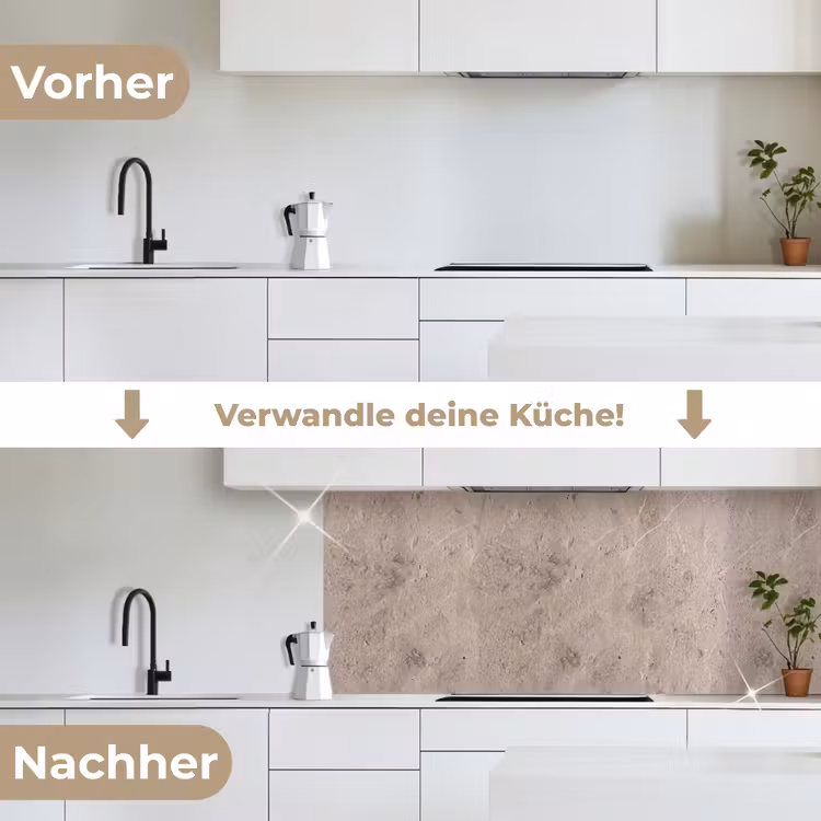 Textuur - Steen - Patroon - Rustiek - Beige keuken achterwand 2 middel -voor-na_DE