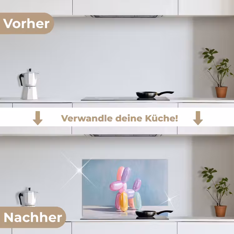 Dier - Ballon - Pasteltinten - Glanzend keuken achterwand spatscherm klein -voor_na_DE