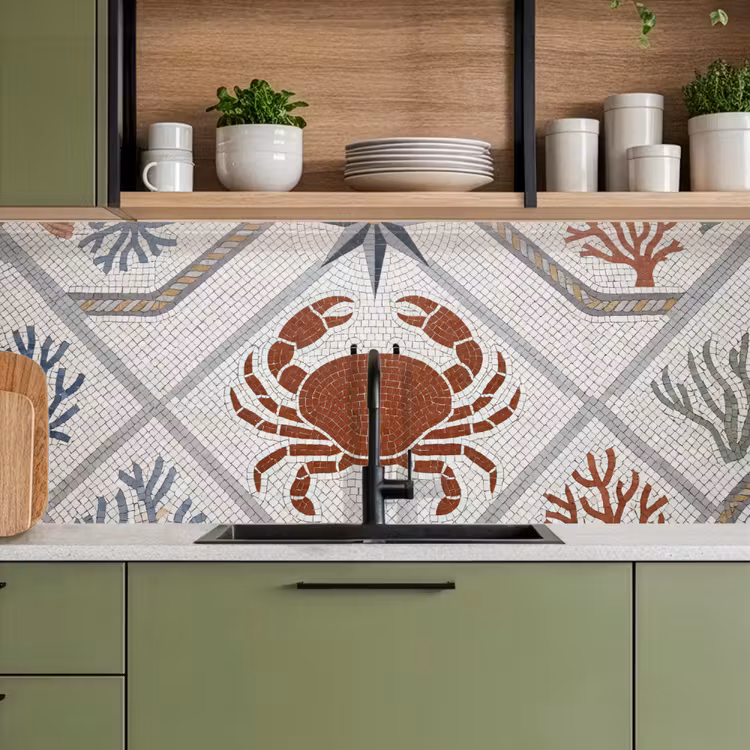 Dier - Mozaïek - Zee - Klassiek - Bruin keuken achterwand 2 middel -sfeer3