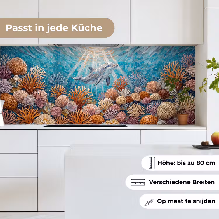Dieren - Mozaïek - Oceaan - Koraal - Blauw keuken achterwand 2 middel -sfeer4_DE