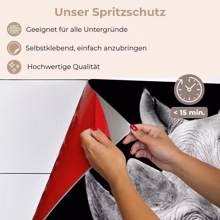 Dieren - Neushoorn - Zwart - Wit - Portret keuken achterwand spatscherm klein -spatscherm_DE