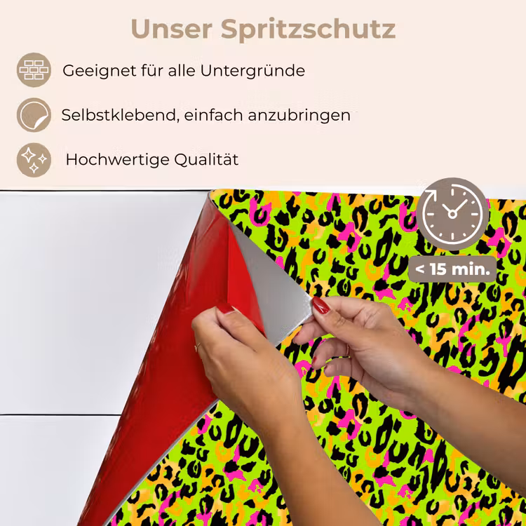 Dieren - Neon - Groen - Panterprint keuken achterwand spatscherm klein 900 -spatscherm_DE