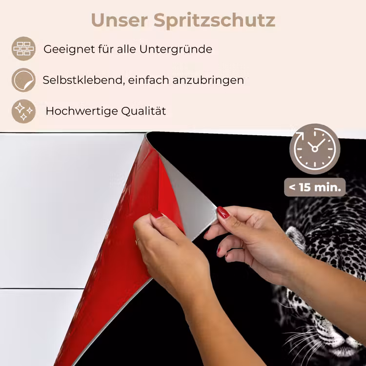 Dieren - Zwart - Luipaard - Wit - Wild keuken achterwand spatscherm klein -spatscherm_DE