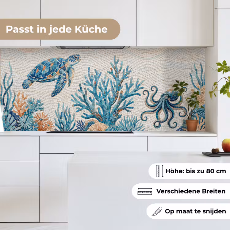 Dieren - Onderwater - Natuur - Mozaïek - Blauw keuken achterwand 2 middel -sfeer4_DE